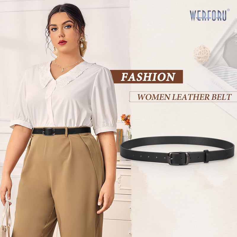 WERFORU Plus Size Belt for Women Leather Belt with Metal Buckle Ladies Casual Belt for Jeans Pants - Image 5